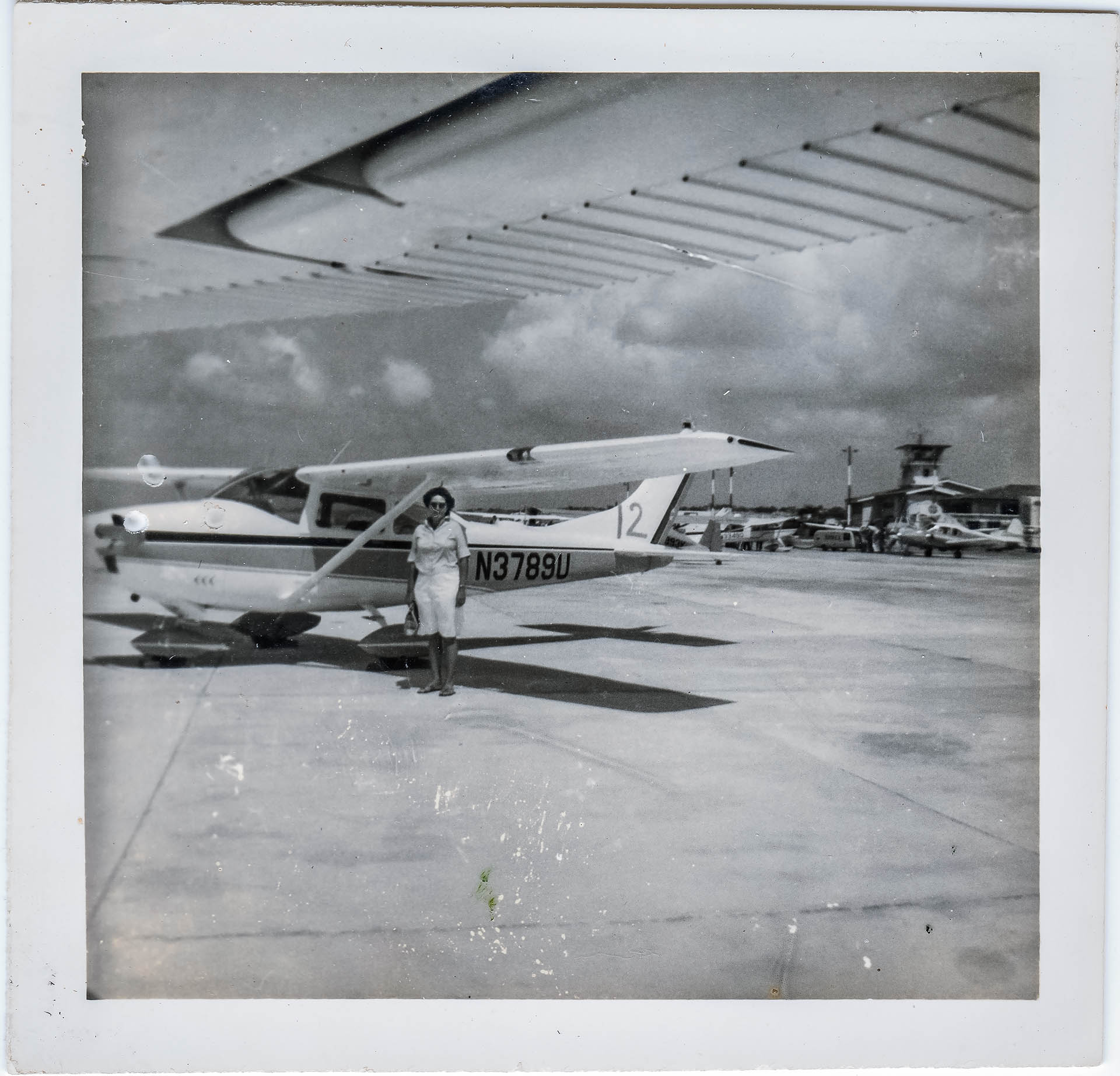 19631963 flying club fly-in - my mother poses with the old Seawell Airport tower in the background-flying-club-flyin-02 1963 flying club fly-in - my mother poses with the old Seawell Airport tower in the background