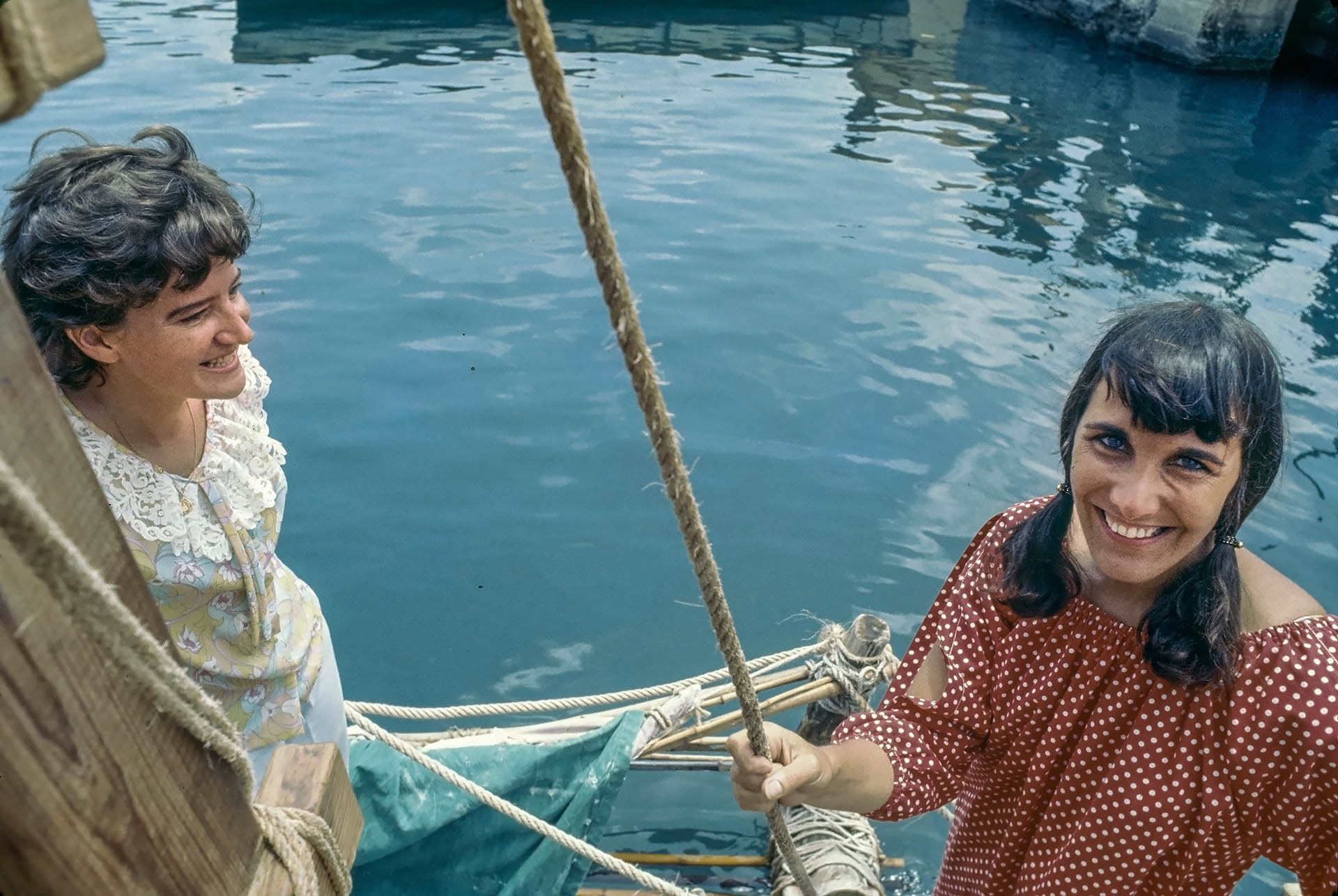 Mary Ann Baker at right and Jill Otway on the Ra II.