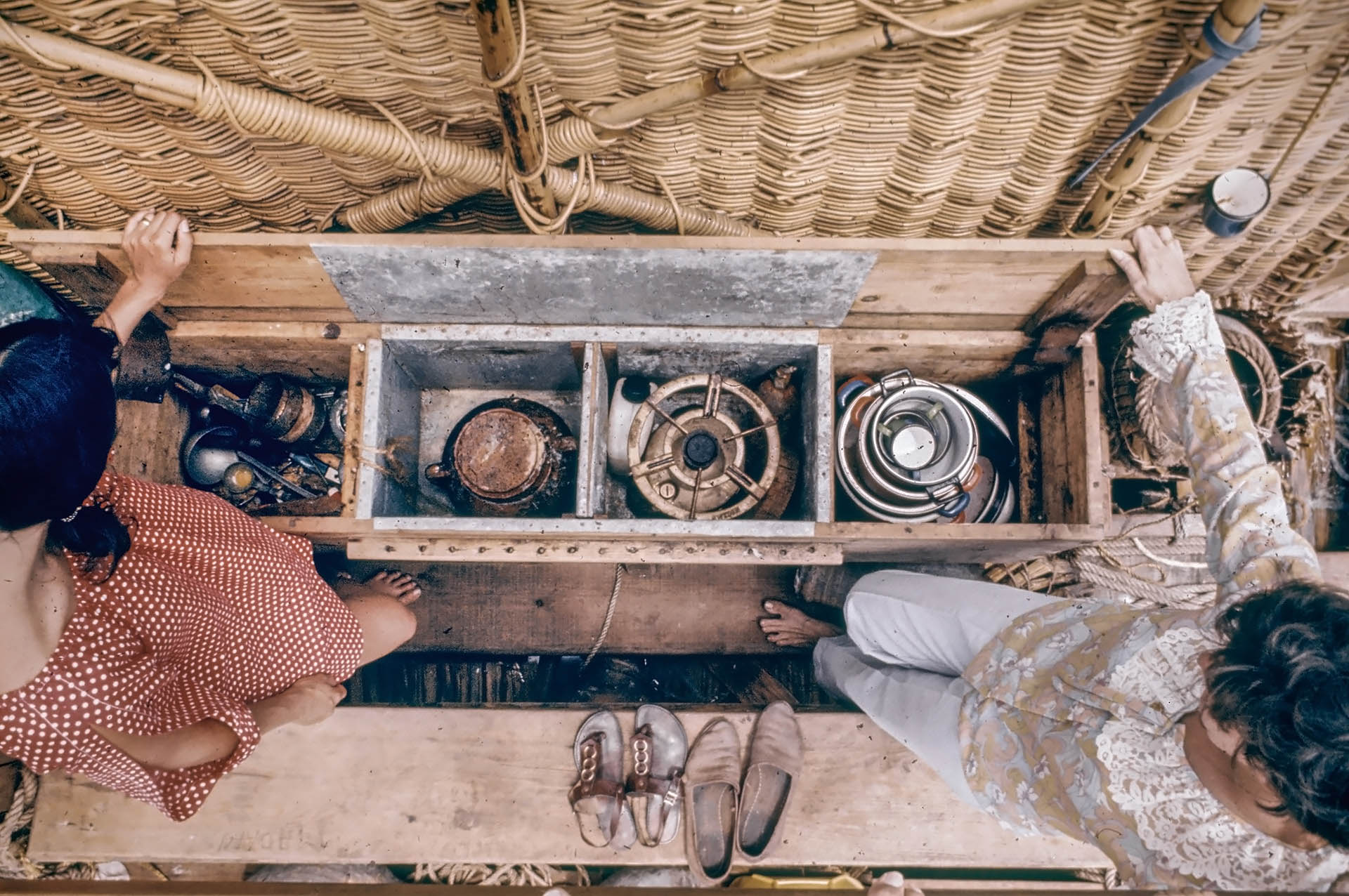 Mary Ann and Jill examine the kitchen!