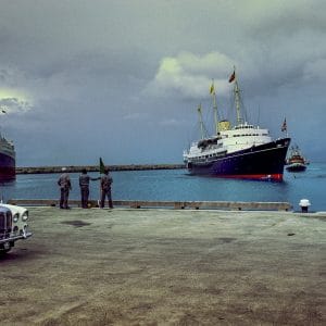 Queen Elizabeth II Arrives in Bridgetown, last stop on her Silver Jubilee Tour
