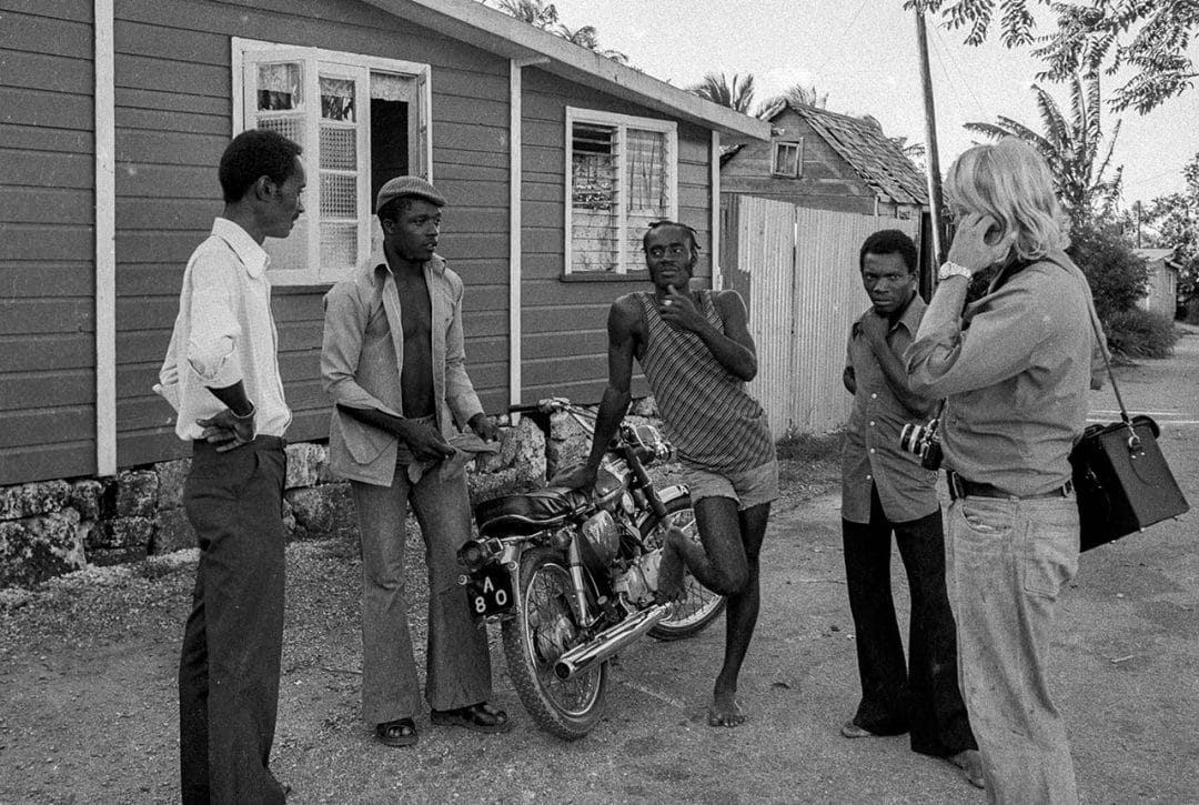 Chris Alleyne chatting with the guys in Sugar Hill - 1975 N26-15-20