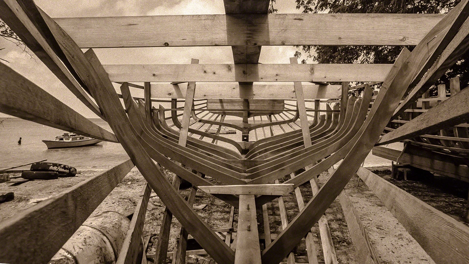 Barbados Fishing Boat Taking Shape - Skeleton cd1-3-10 Barbados Fishing Boat Taking Shape - Skeleton