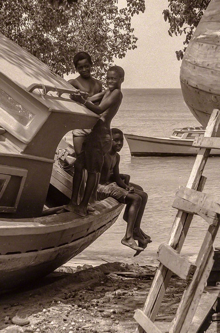 Boys who help haul out the boats get to have a ride!