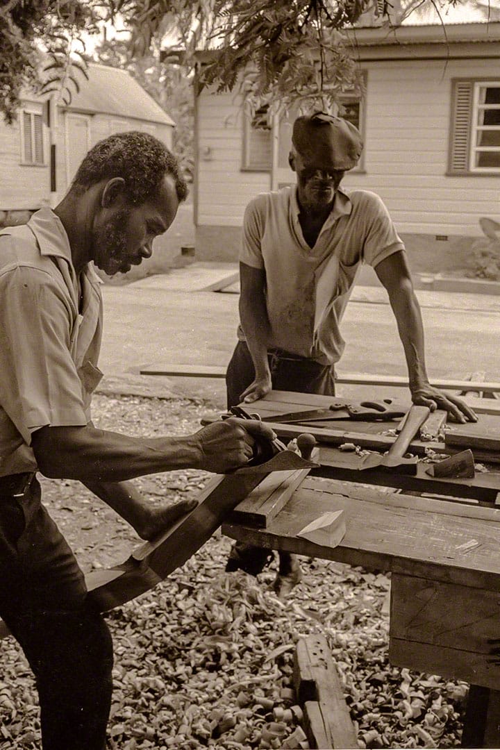 Mr. Douglin shapes a rib