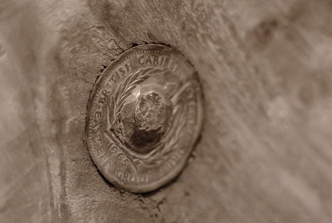 1965 Eastern Caribbean Penny as a washer cd1-3-22