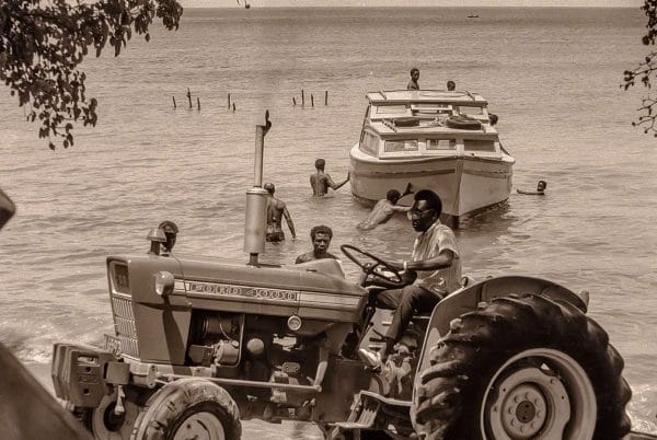 Government tractor perpares to haul out another boat cd1-3-29 Government tractor perpares to haul out another boat cd1-3-29